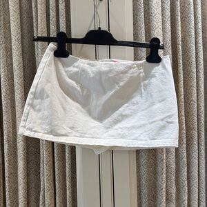 EDIKTED White DENIM Mini Skirt